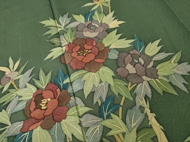 平和屋着物●訪問着　草花文　正絹　逸品　AABK3881ck