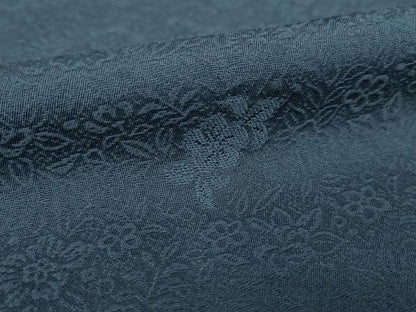 平和屋着物●上質な色無地　草花地紋　藍鉄色　正絹　逸品　AABK3882ck