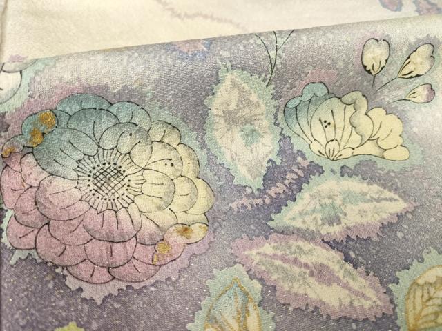 平和屋着物●訪問着　辻が花　絞り　舞花文　暈し染め　金通し地　正絹　逸品　AABK3886ck