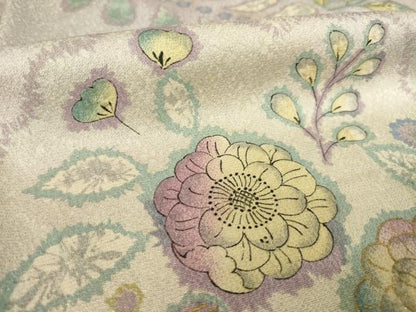 平和屋着物●訪問着　辻が花　絞り　舞花文　暈し染め　金通し地　正絹　逸品　AABK3886ck
