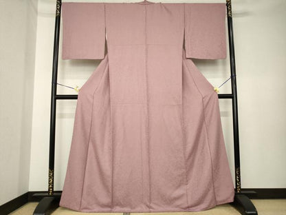 平和屋着物●上質な色無地　花唐草地紋　紅梅色　正絹　逸品　AABK3888ck