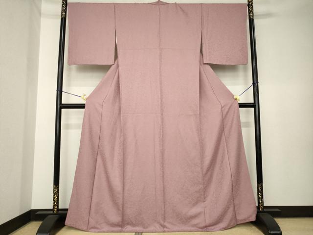 平和屋着物●上質な色無地　花唐草地紋　紅梅色　正絹　逸品　AABK3888ck