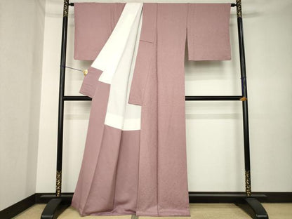 平和屋着物●上質な色無地　花唐草地紋　紅梅色　正絹　逸品　AABK3888ck