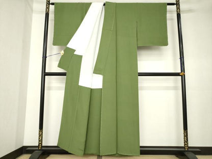 平和屋着物●上質な色無地　藍媚茶色　正絹　逸品　未使用　AABK3891ck