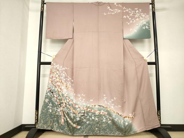 平和屋着物●訪問着　蔓帯花文　暈し染め　金彩　正絹　逸品　AABK3893ck