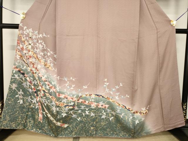 平和屋着物●訪問着　蔓帯花文　暈し染め　金彩　正絹　逸品　AABK3893ck