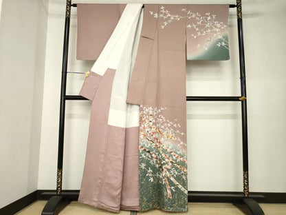 平和屋着物●訪問着　蔓帯花文　暈し染め　金彩　正絹　逸品　AABK3893ck