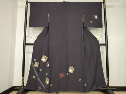 平和屋着物●訪問着　絞り　色紙花文　暈し染め　金彩　正絹　逸品　AABK3895ck