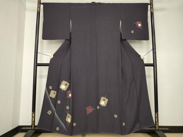 平和屋着物●訪問着　絞り　色紙花文　暈し染め　金彩　正絹　逸品　AABK3895ck