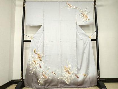 平和屋着物●訪問着　駒刺繍　短冊花文　暈し染め　金彩　正絹　逸品　AABK3896ck