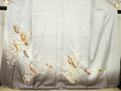 平和屋着物●訪問着　駒刺繍　短冊花文　暈し染め　金彩　正絹　逸品　AABK3896ck
