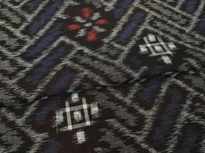 平和屋着物●久留米絣　単衣　幾何学文様　綿　逸品　AABK3898ck