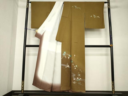 平和屋着物●訪問着　螺鈿　葡萄蔦草文　金彩　正絹　逸品　AABK3899ck