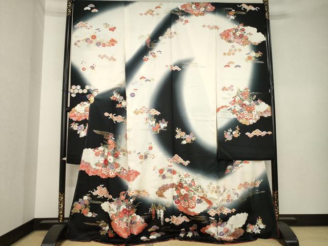 平和屋着物●豪華振袖　雲重ね花車文　暈し染め　金彩　仮絵羽　逸品　未使用　AABK3900ck
