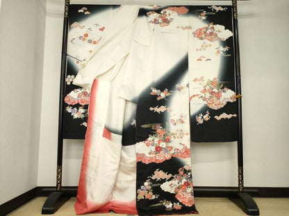 平和屋着物●豪華振袖　雲重ね花車文　暈し染め　金彩　仮絵羽　逸品　未使用　AABK3900ck