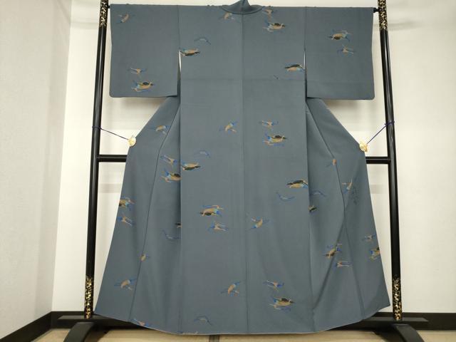 平和屋着物●京の匠日展作家　丹下雄介　小紋　型染め　成り物　唐辛子　正絹　逸品　AABK3902ck