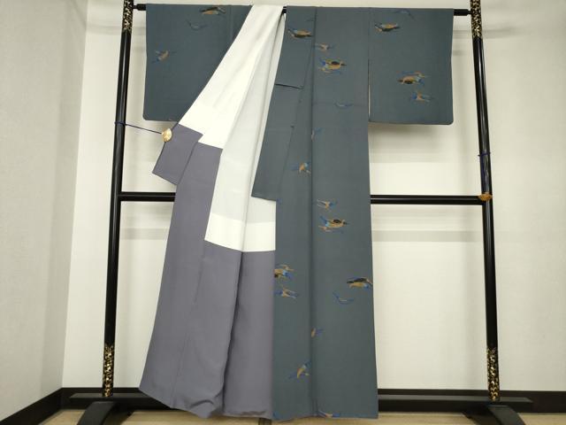 平和屋着物●京の匠日展作家　丹下雄介　小紋　型染め　成り物　唐辛子　正絹　逸品　AABK3902ck