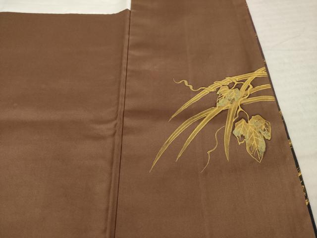 平和屋着物●訪問着　生紬　作家物　短冊花文　暈し染め　金彩　正絹　逸品　AABK3903ck