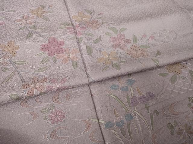 平和屋着物●訪問着　総刺繍　中国三大刺繍　スワトウ刺繍　汕頭刺繍　流水吉祥花文　正絹　逸品　AABK3904ck