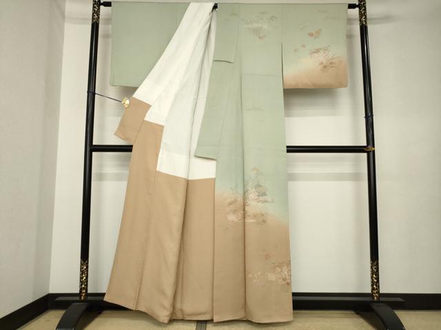 平和屋着物●訪問着　総刺繍　中国三大刺繍　汕頭刺繍　スワトウ刺繍　女人文　暈し染め　金彩　正絹　逸品　AABK3906ck