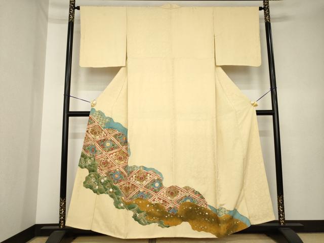 平和屋着物●豪華色留袖　駒刺繍　道長花文　金彩　正絹　逸品　AABK3907ck