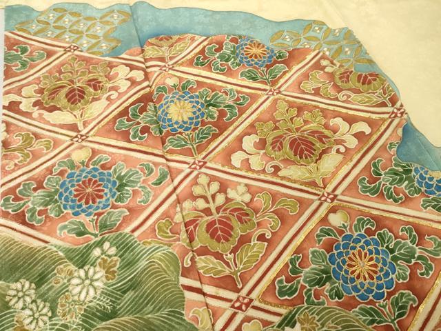 平和屋着物●豪華色留袖　駒刺繍　道長花文　金彩　正絹　逸品　AABK3907ck