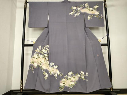 平和屋着物●本加賀友禅作家　成竹登茂男　訪問着　枝花文　正絹　逸品　AABK3908ck