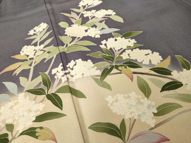 平和屋着物●本加賀友禅作家　成竹登茂男　訪問着　枝花文　正絹　逸品　AABK3908ck