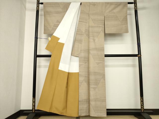 平和屋着物●上質な紬　割付き文　正絹　逸品　AABK3909ck