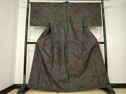 平和屋着物●本場大島紬　横総絣　草花文　正絹　逸品　未使用　AABK3911ck