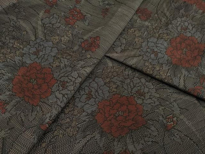平和屋着物●本場大島紬　横総絣　草花文　正絹　逸品　未使用　AABK3911ck
