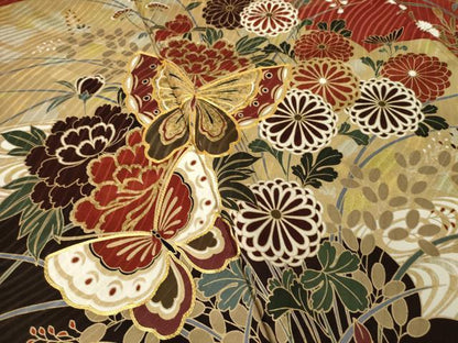 平和屋着物●谷崎潤一郎の世界　振袖　駒刺繍　花蝶文　ロング丈　正絹　逸品　AABK3912ck