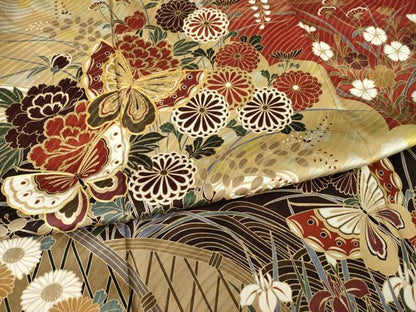 平和屋着物●谷崎潤一郎の世界　振袖　駒刺繍　花蝶文　ロング丈　正絹　逸品　AABK3912ck