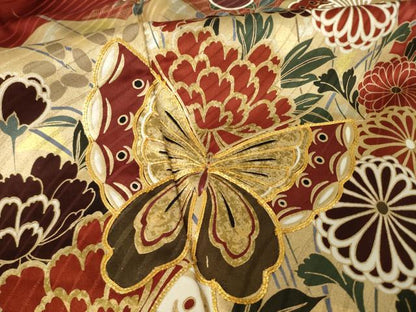 平和屋着物●谷崎潤一郎の世界　振袖　駒刺繍　花蝶文　ロング丈　正絹　逸品　AABK3912ck
