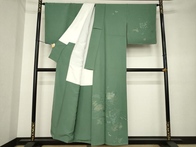 平和屋着物●訪問着　総刺繍　貝桶花文　正絹　逸品　AABK3913ck