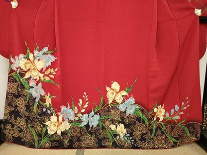 平和屋着物●豪華振袖　刺繍　草花文　正絹　逸品　AABK3914ck