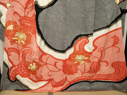 平和屋着物●豪華振袖　総絞り　駒刺繍　更紗花文　正絹　逸品　AABK3915ck