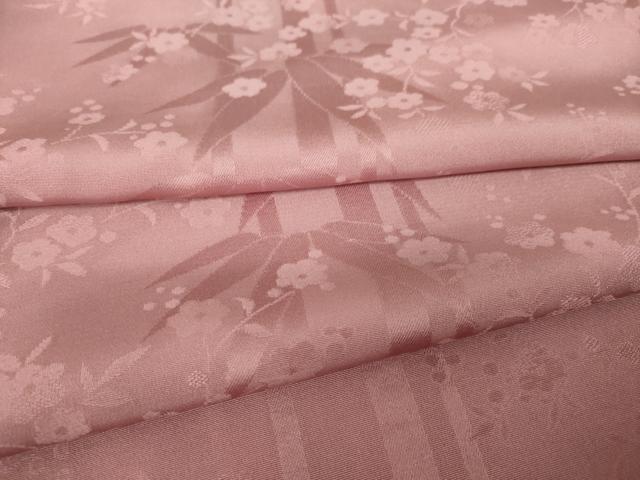 平和屋着物●上質な色無地　笹竹地紋　珊瑚色　正絹　逸品　AABK3916ck