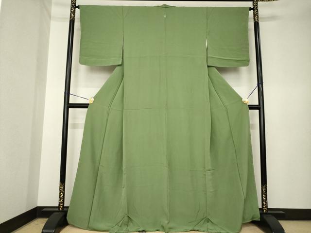 平和屋着物○上質な色無地 海松色 正絹 逸品 AABK3917ck