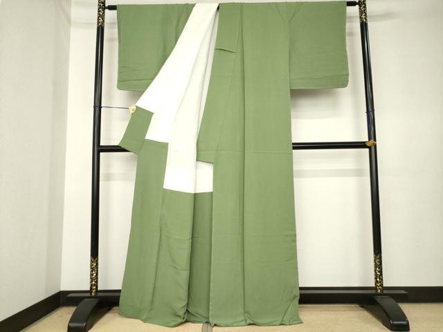 平和屋着物○上質な色無地 海松色 正絹 逸品 AABK3917ck