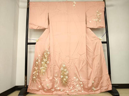 平和屋着物●訪問着　草花文　暈し染め　金彩　正絹　逸品　AABK3918ck