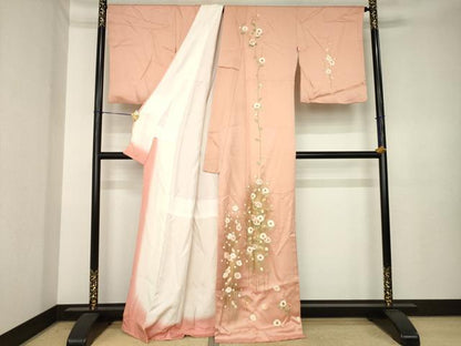 平和屋着物●訪問着　草花文　暈し染め　金彩　正絹　逸品　AABK3918ck