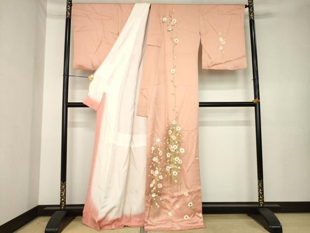 平和屋着物●訪問着　草花文　暈し染め　金彩　正絹　逸品　AABK3918ck