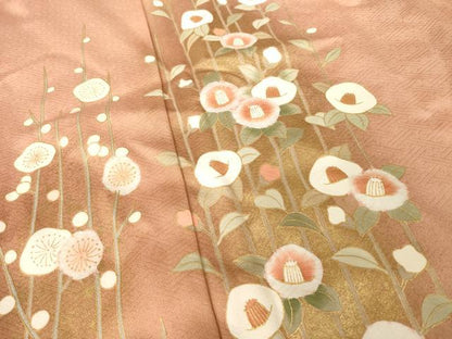 平和屋着物●訪問着　草花文　暈し染め　金彩　正絹　逸品　AABK3918ck