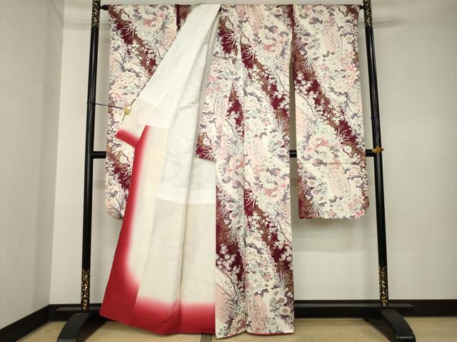 平和屋着物●豪華振袖　草花文　金彩　正絹　逸品　AABK3920ck