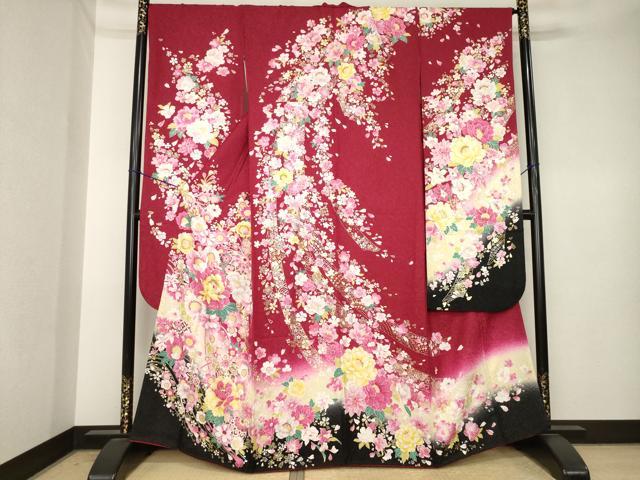 平和屋着物●豪華振袖　刺繍　花毬文　暈し染め　金銀糸　金銀彩　銀通し地　正絹　逸品　AABK3921ck