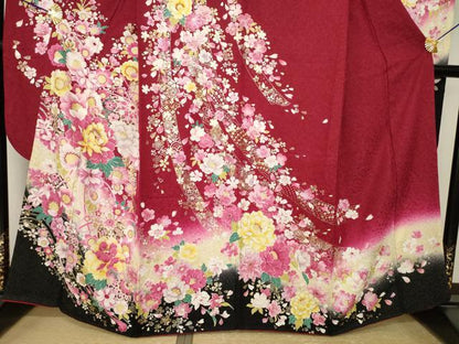 平和屋着物●豪華振袖　刺繍　花毬文　暈し染め　金銀糸　金銀彩　銀通し地　正絹　逸品　AABK3921ck