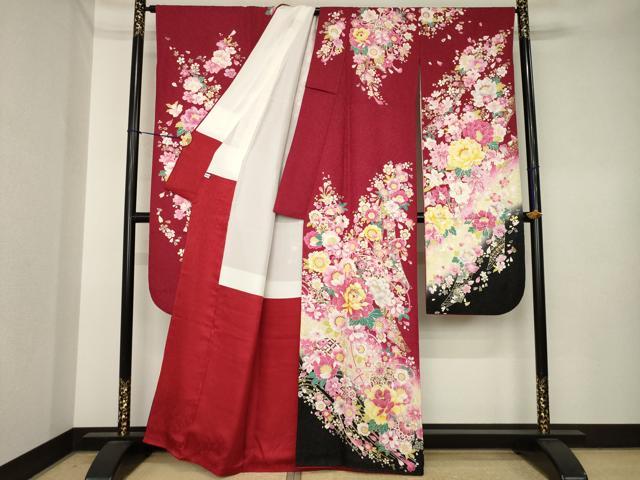 平和屋着物●豪華振袖　刺繍　花毬文　暈し染め　金銀糸　金銀彩　銀通し地　正絹　逸品　AABK3921ck