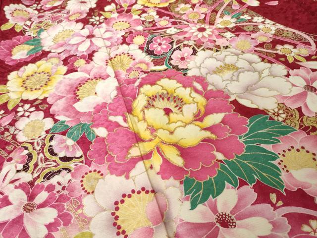平和屋着物●豪華振袖　刺繍　花毬文　暈し染め　金銀糸　金銀彩　銀通し地　正絹　逸品　AABK3921ck