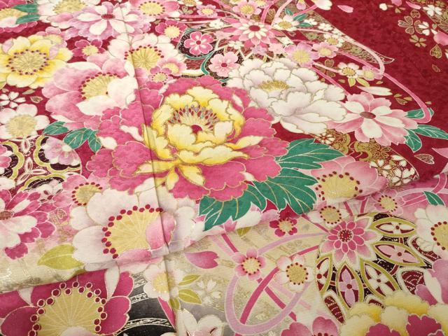 平和屋着物●豪華振袖　刺繍　花毬文　暈し染め　金銀糸　金銀彩　銀通し地　正絹　逸品　AABK3921ck
